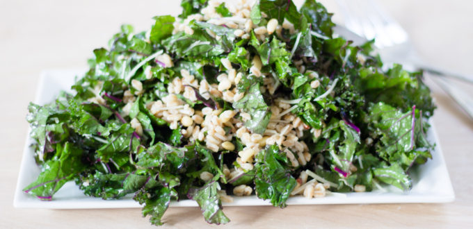 Garlic Kale and Farro Salad by Diverse Dinners